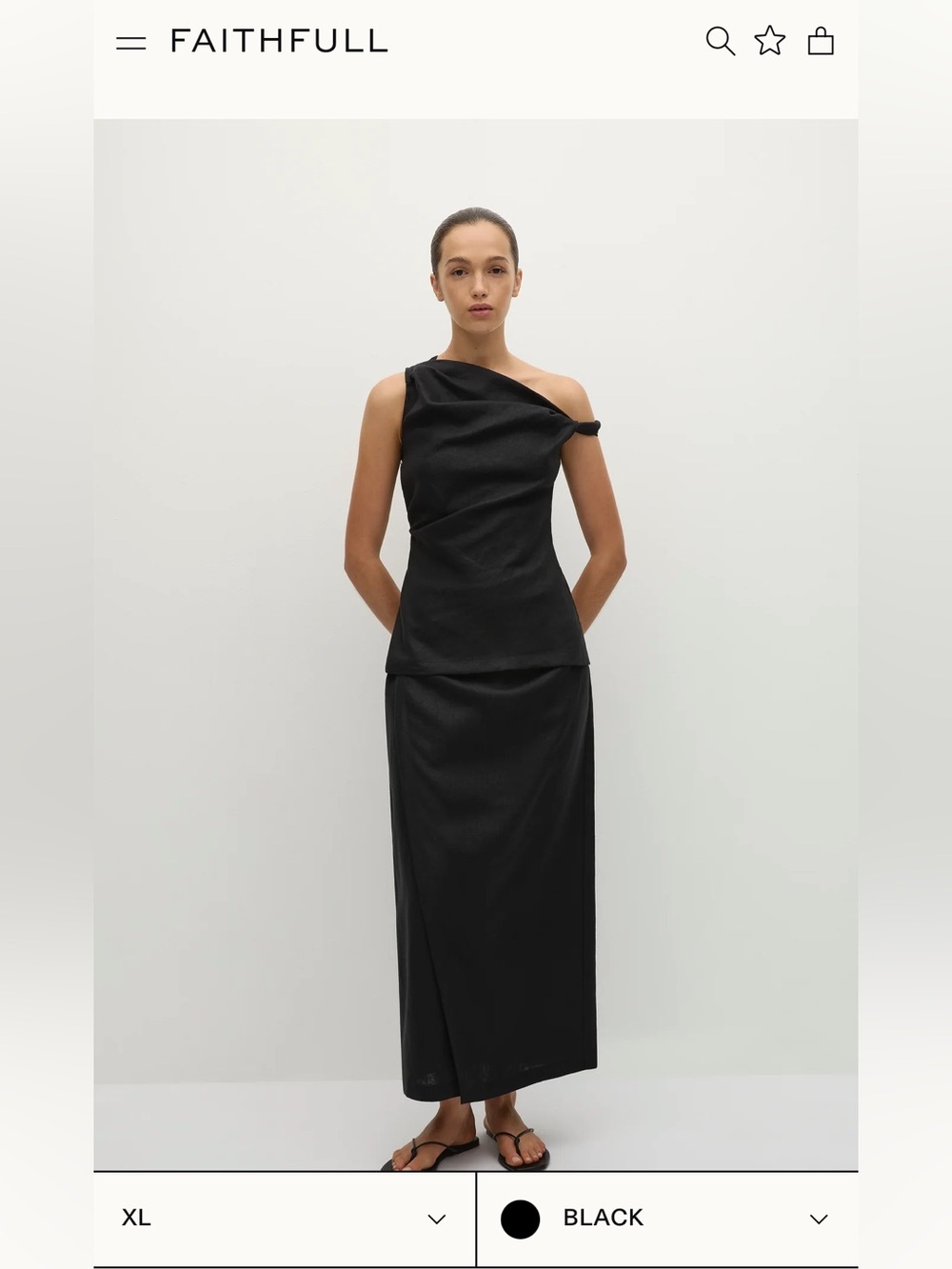 Faithfull the Brand Black Wrap-style Pencil Skirt